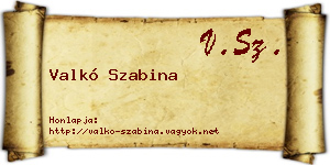 Valkó Szabina névjegykártya